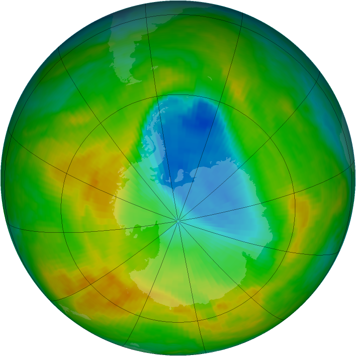 Antarctic ozone map for 18 November 1984